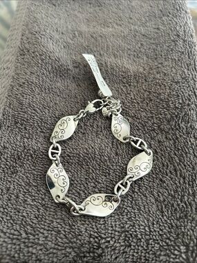 Sterling Silver Swirl Link Bracelet - Silver